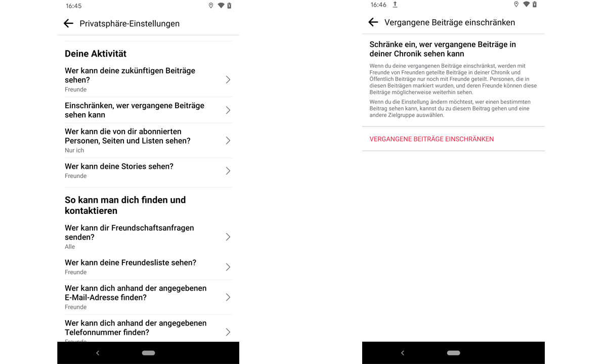 Facebook-Einstellungen