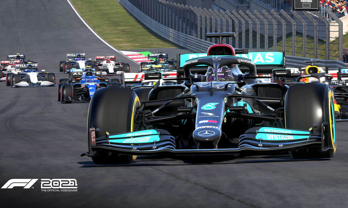 Frontale Sicht auf Formel-1-Wagen des Rennteams Mercedes-AMG Petronas