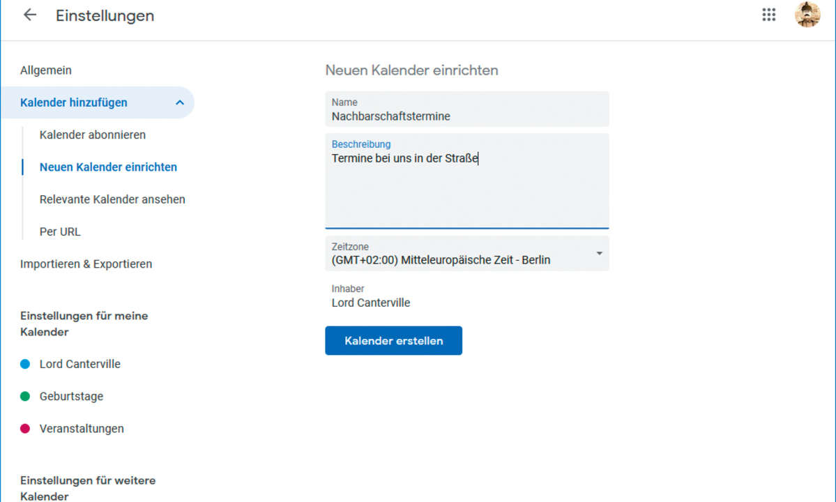 windows kalender einrichten