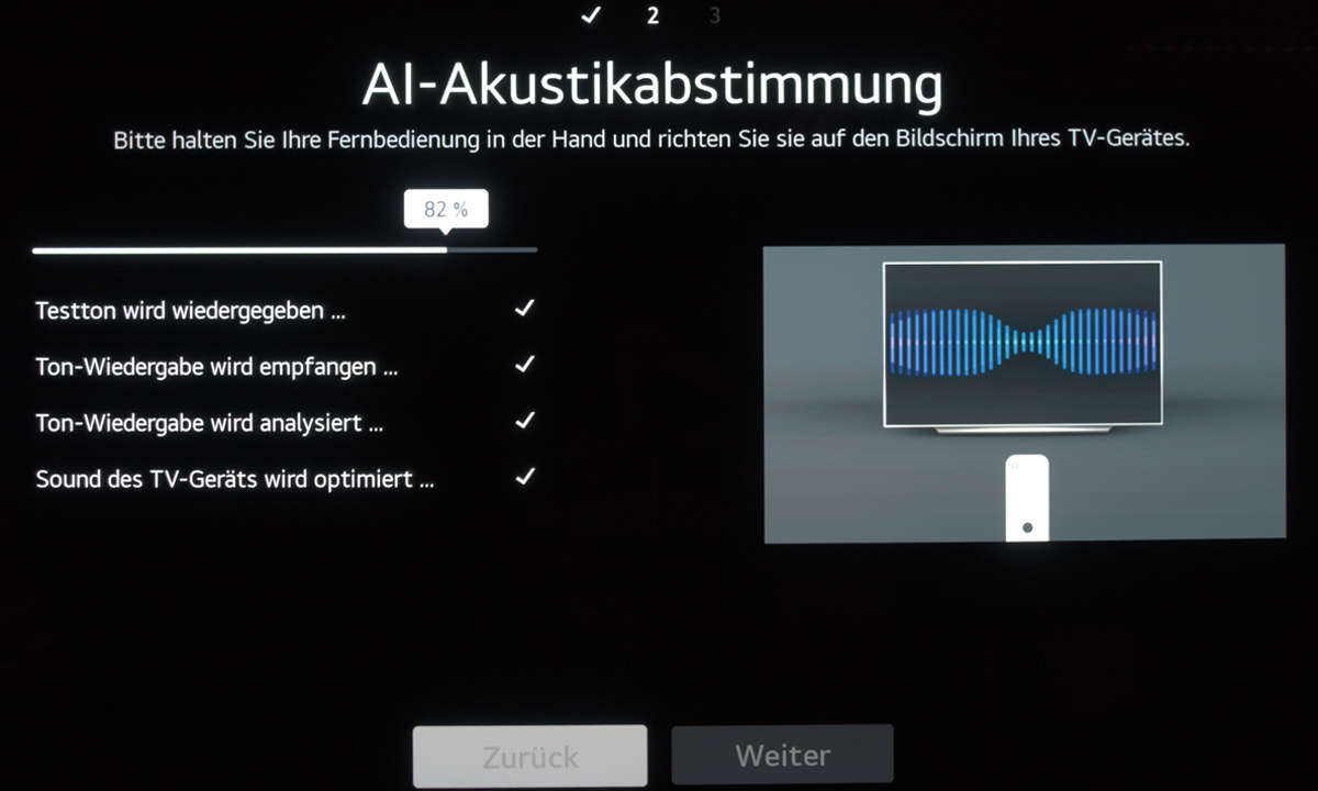LG OLED77Z19LA im Test Screenshot AI-Akustikabst
