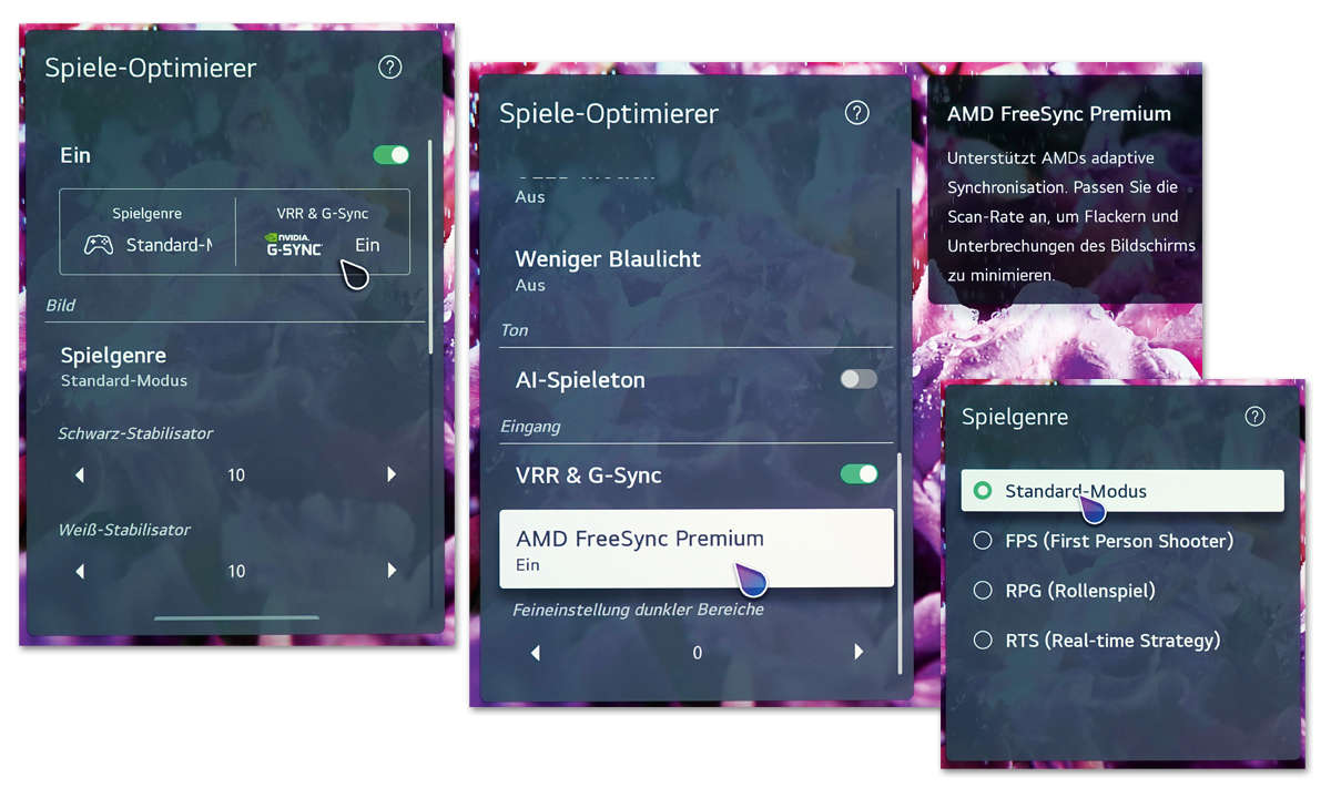 LG OLED77Z19LA im Test: Screenshots Gaming Optimierung