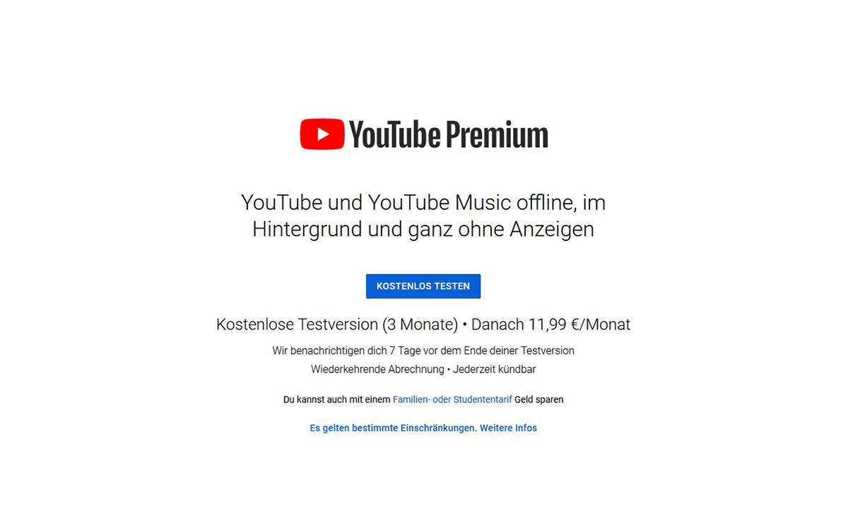 youtube premium 3 monate kostenlos