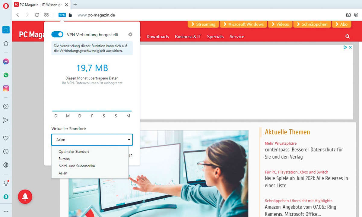 Browser-Vergleich: Screenshot Opera
