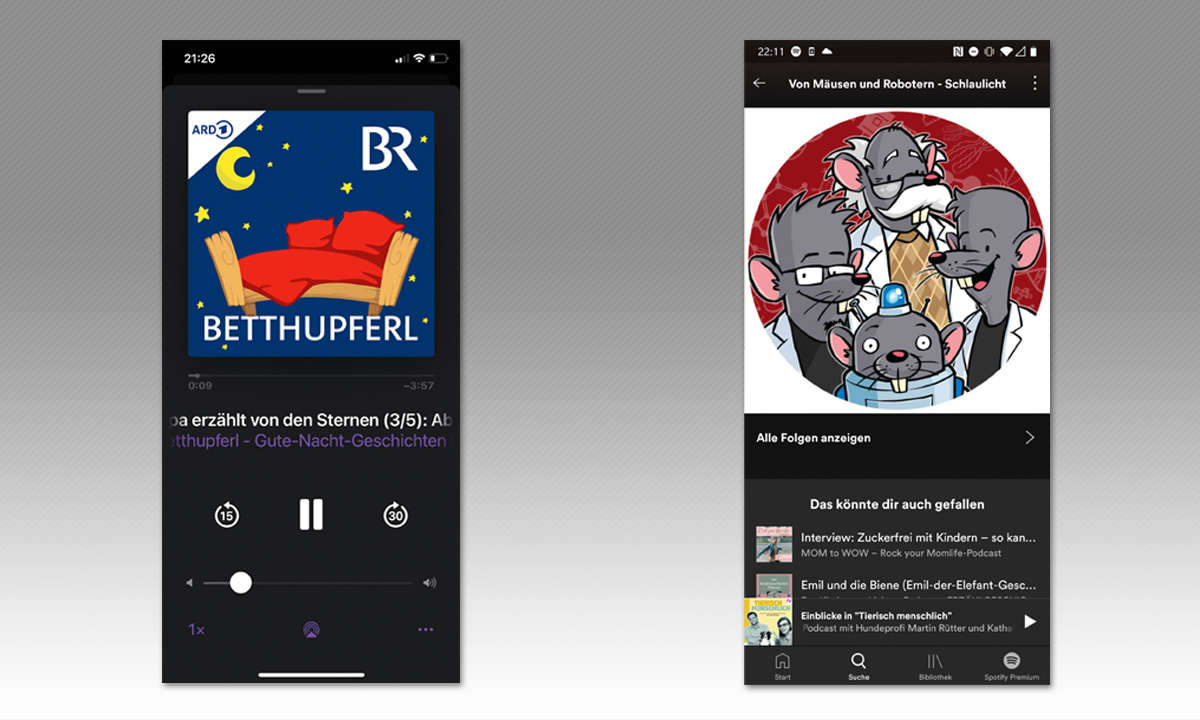 Podcasts: Sendungen für die ganze Familie - Screenshots iPhone, Spotify