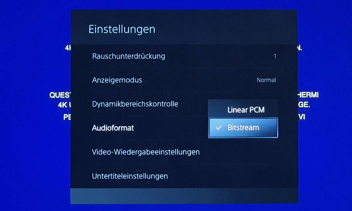 Wie bei der PS4 müssen Sie bei der PS5 Bitstream-Übertragung für den Ton einstellen, damit aufwändigere Dolby- und DTS-Formate funktionieren.