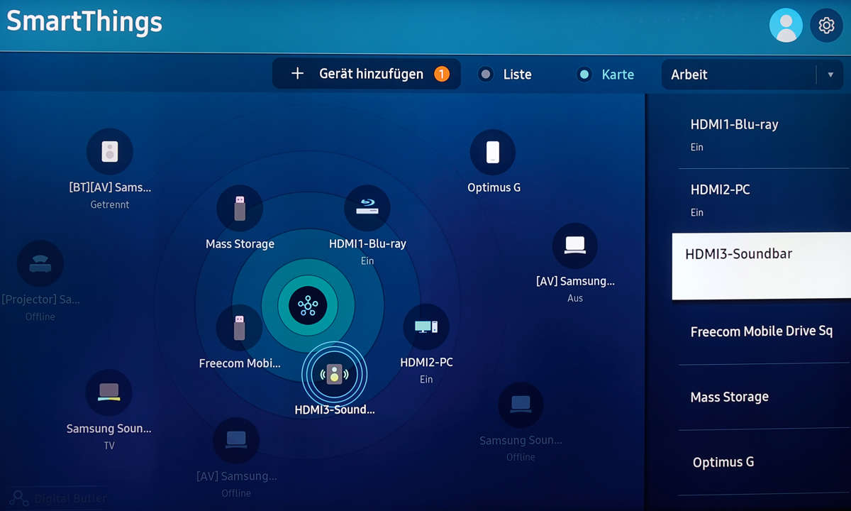 Samsung GQ65QN800A im Test: Screenshot Smart-Things