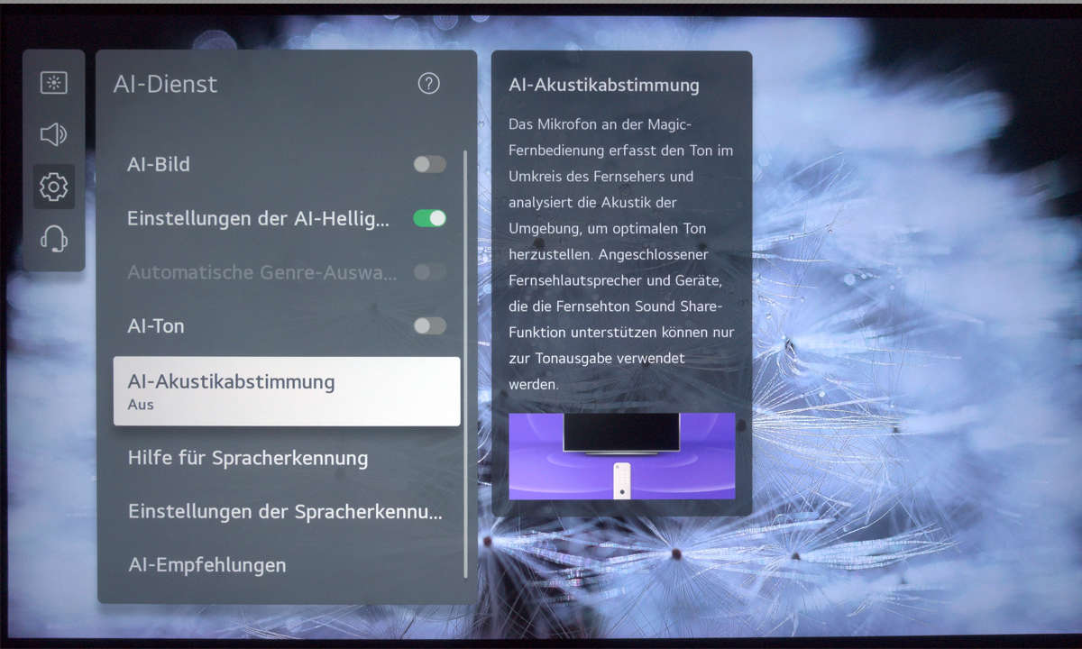 LG 65NANO869PA im Test: Screenshot Menü KI
