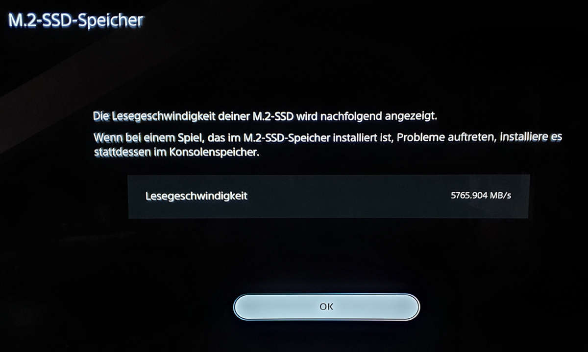 Mit 5.765,904 MB/s wird die Crucial P5 Plus von der PS5 in unserem SSD-Test eingestuft.
