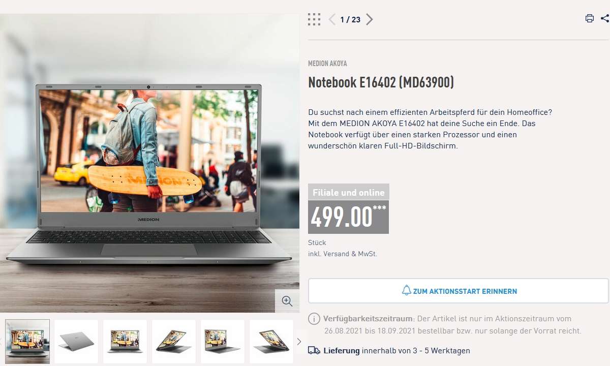 Ende August ist ein neuer Laptop bei Aldi. Lohnt sich der Medion Akoya E16402 (MD63900)?