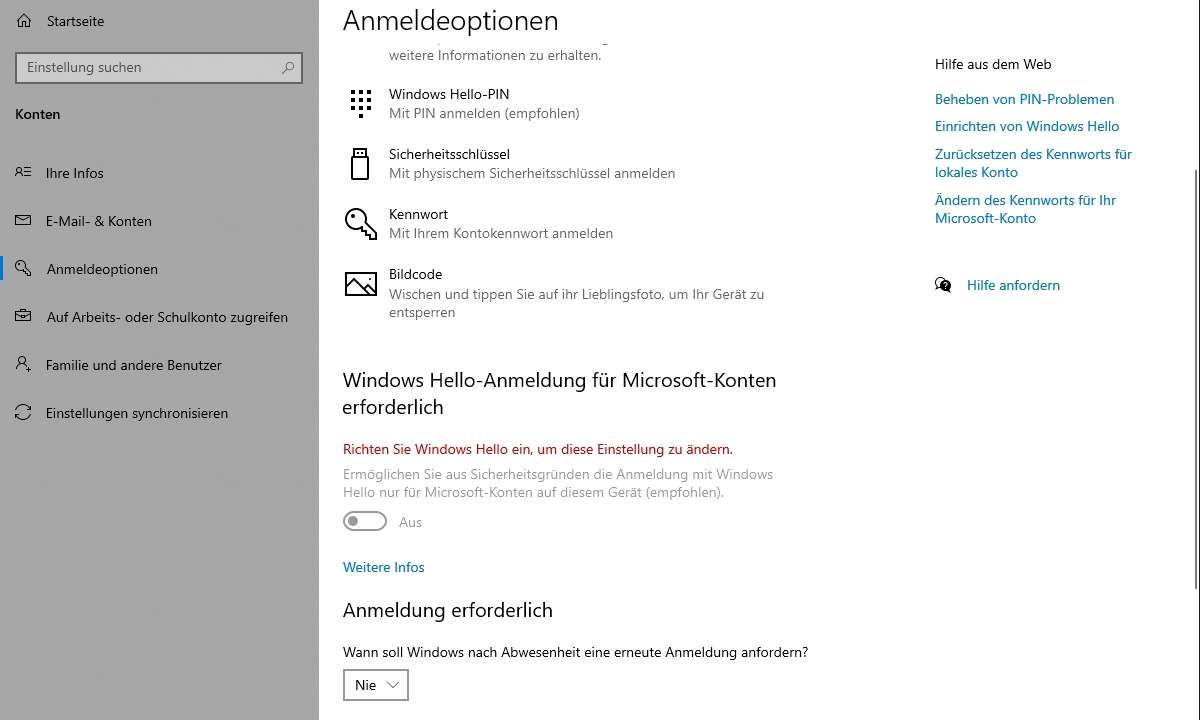 Seit dem Windows 10 Update 20H1 müssen Sie hier einen Schalter umlegen, um sich automatisch anmelden lassen zu können..