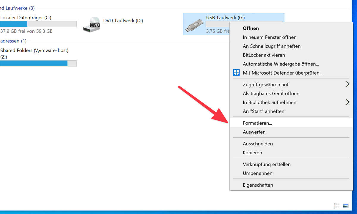 USB-Stick für Windows, Mac und Linux formatieren.