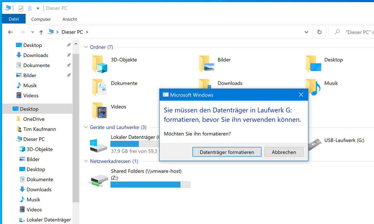 USB-Stick für Windows, Mac und Linux formatieren.