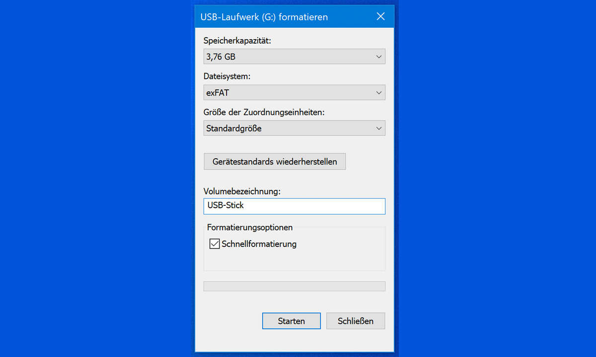 USB-Stick für Windows, Mac und Linux formatieren.