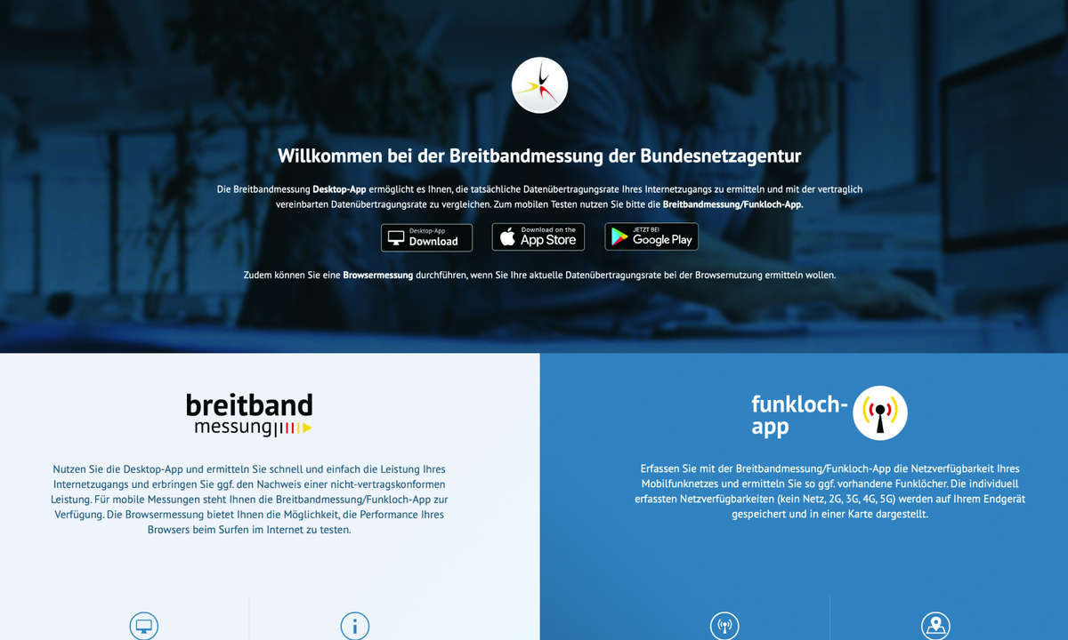 Screen-Breitbandmessung-Webseite