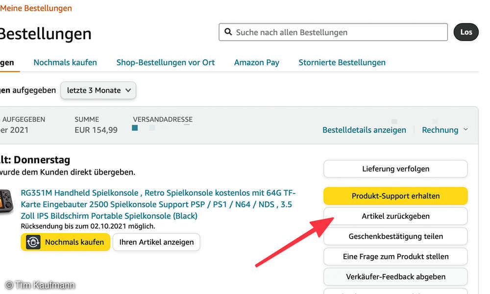 AmazonRetoure Stornieren, Zurücksenden und Geld zurück connectliving