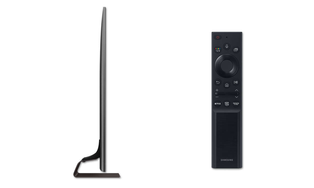 Samsung GQ75QN95A im Test: Seitenansicht & Fernbedienung
