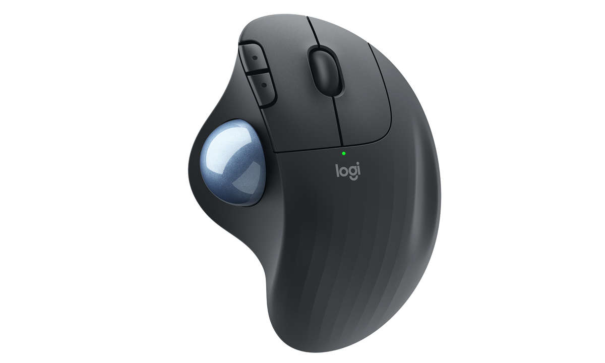 Foto der Logitech M575 Wireless Trackball in Schwarz von oben