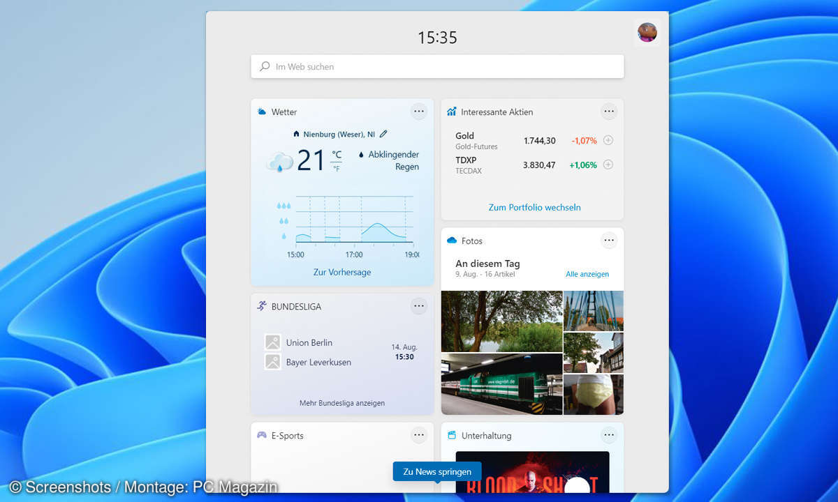 Windows 11 - Screenshot Widgets
