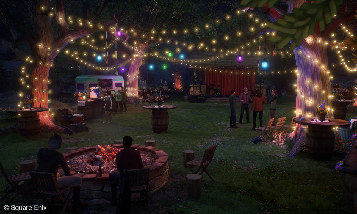 Screenshot aus Life is Strange, der das Frühlingsfest bei Nacht zeigt.