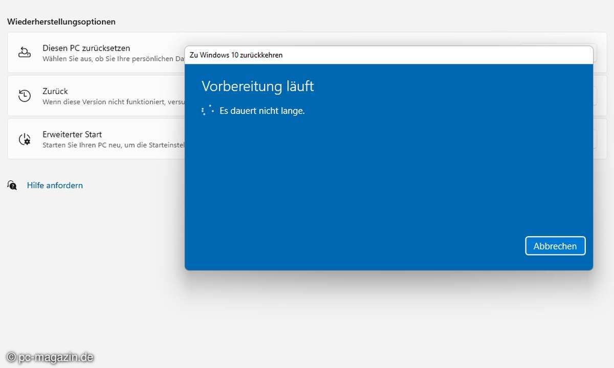 Hier können Sie zurück zu Windows 10 wechseln.