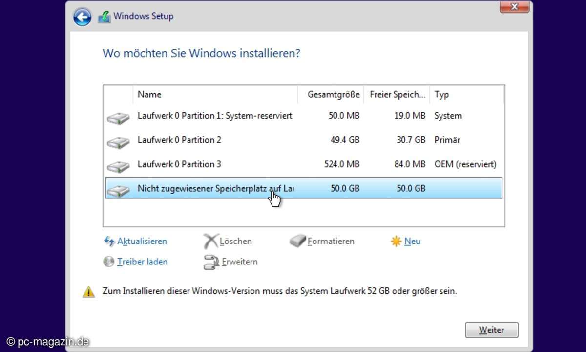 Wichtig: Wählen Sie beim Clean Install von Windows 11 den nicht zugewiesenen Speicherplatz aus!