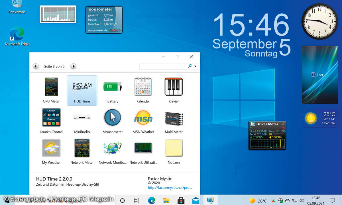 Windows 10 mit 11er-Funktionen ausrüsten: Screenshot 8GadgetPack