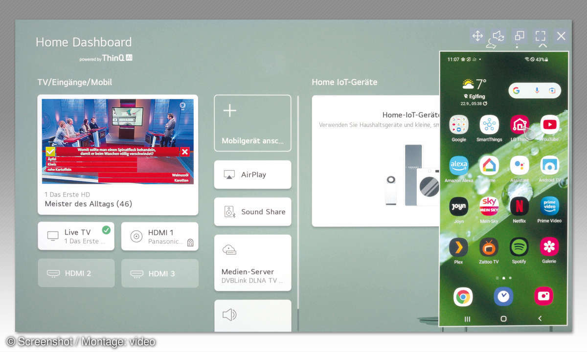 LG OLED65A19LA im Test: Screenshot Dashboard