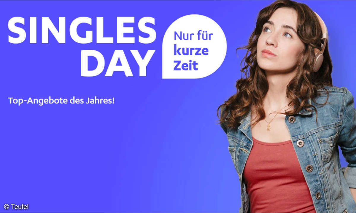 Grafik zum Singles Day bei Teufel. Bildtext: Singles Day, nur für kurze Zeit: Top Angebote des Jahres!