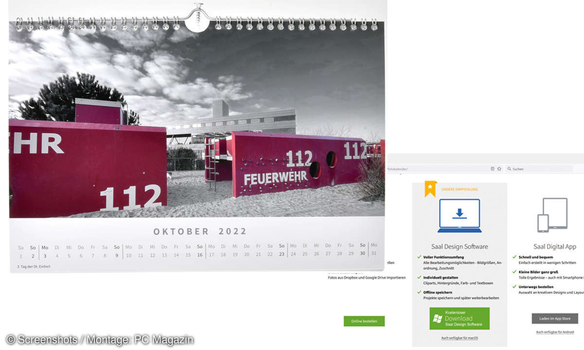 A4-Fotokalender im Vergleich - Saal