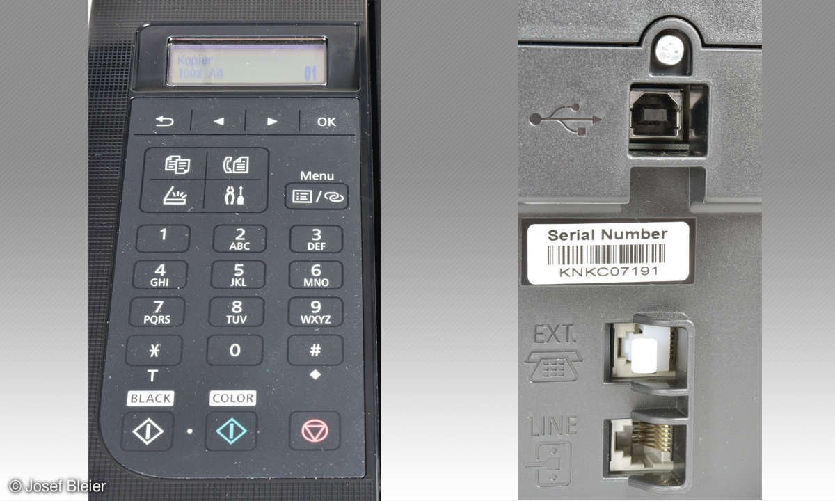 Canon Pixma TR4650 im Test - Display & Anschlüse