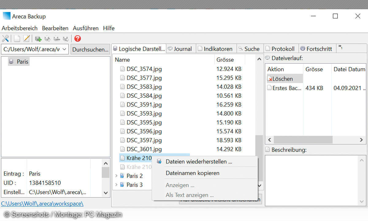 Areca Backup Screenshot