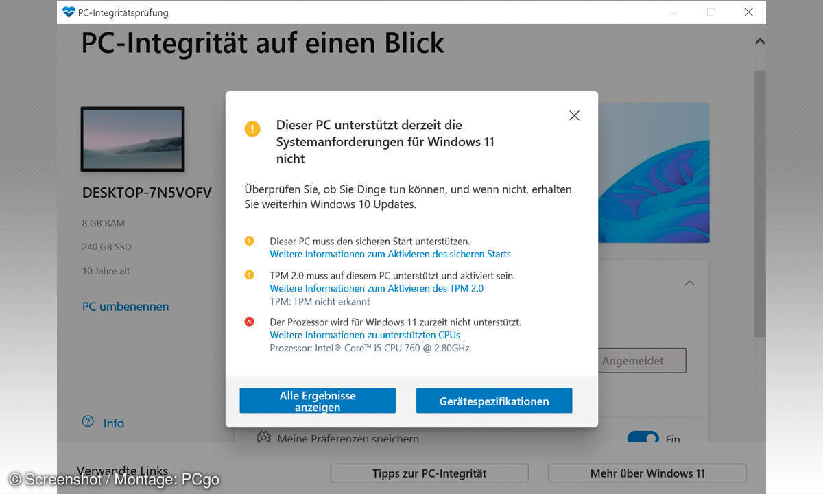 Windows 11: Troubleshooting - Kompatibilität Screenshot 1