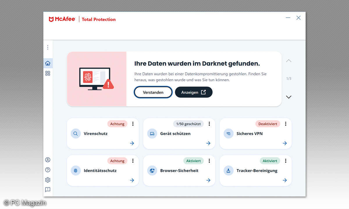 8 Antivirus-Programme im Test - Screenshot McAfee