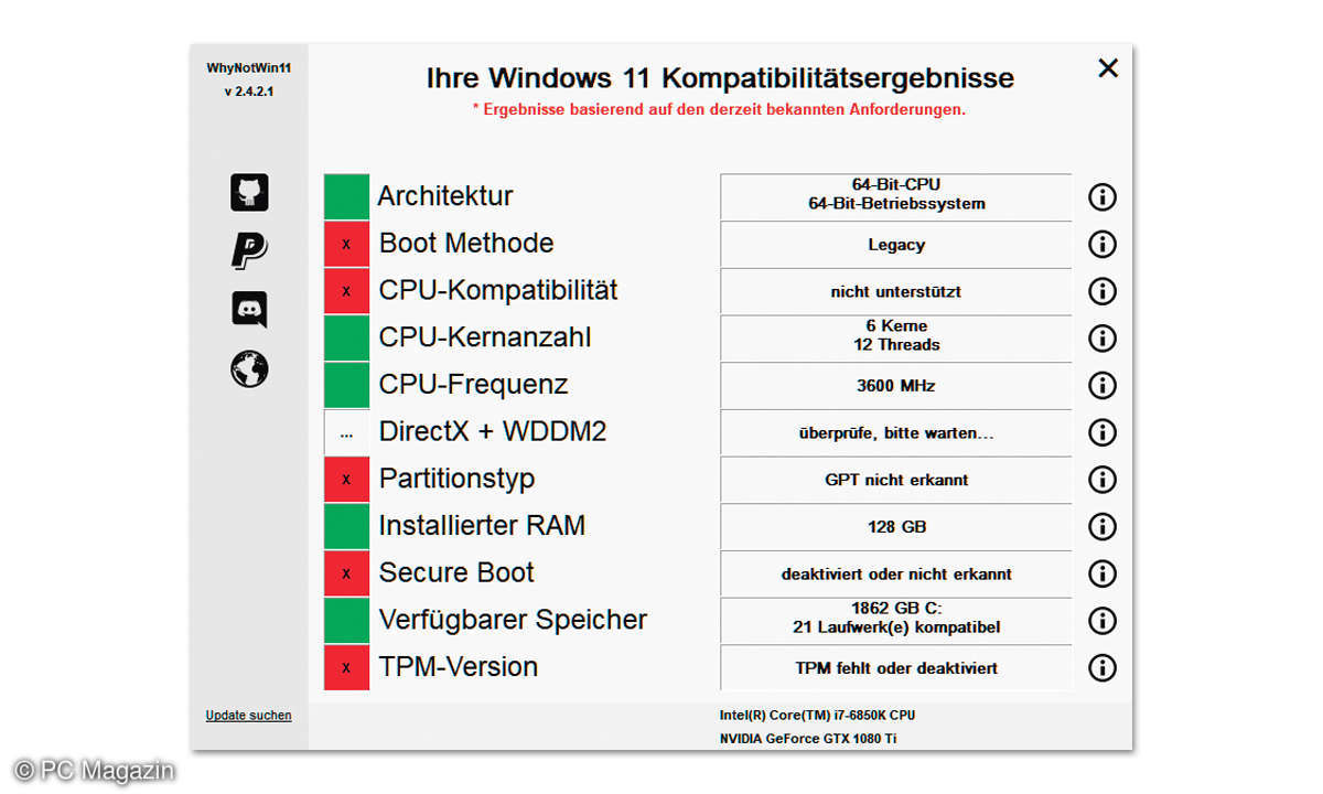 Windows 11 - Tool WhyNotWin11 Screenshot
