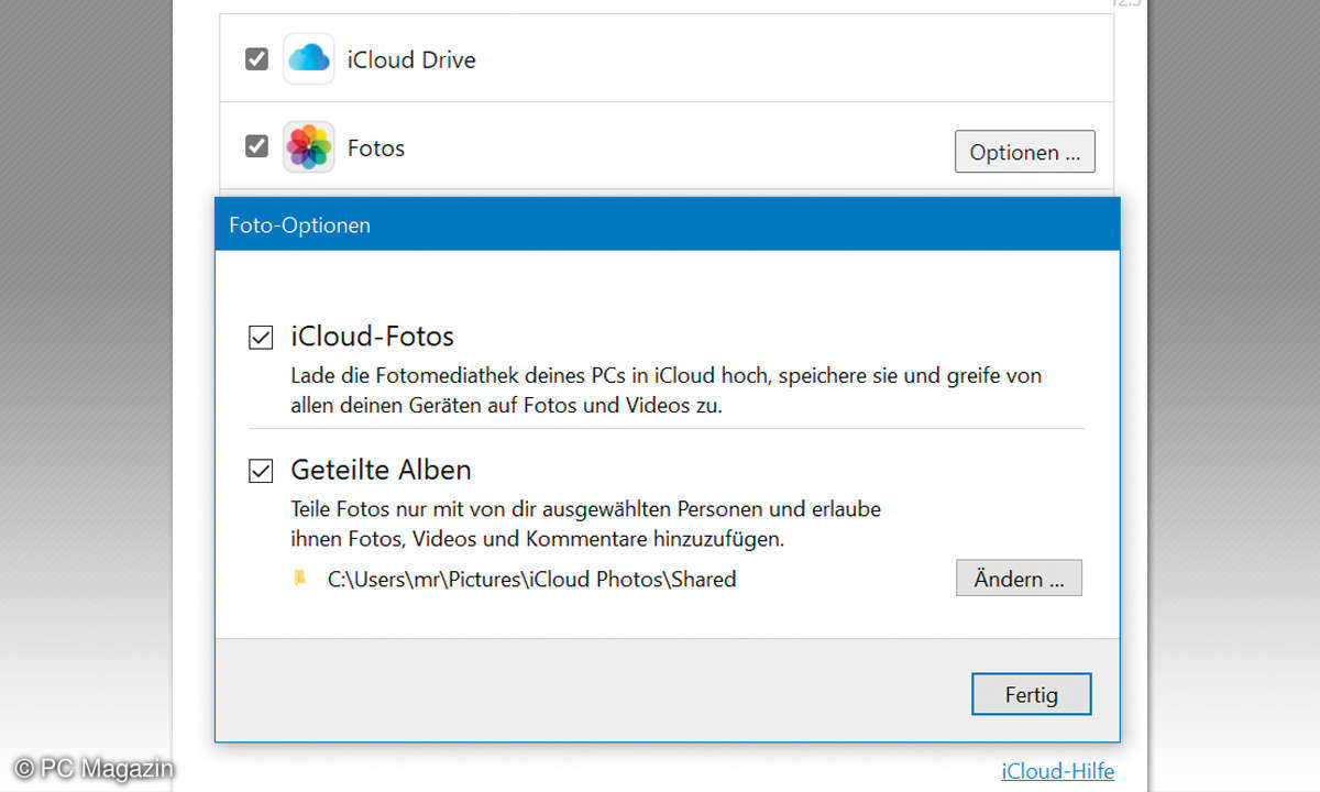 Apple-Geräte mit dem Windows-PC verbinden - Screenshot Einstellungen für Explorer