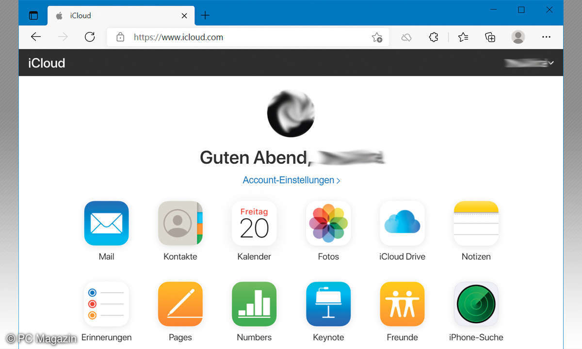 Apple-Geräte mit dem Windows-PC verbinden - Screenshot iCloud Anmeldung