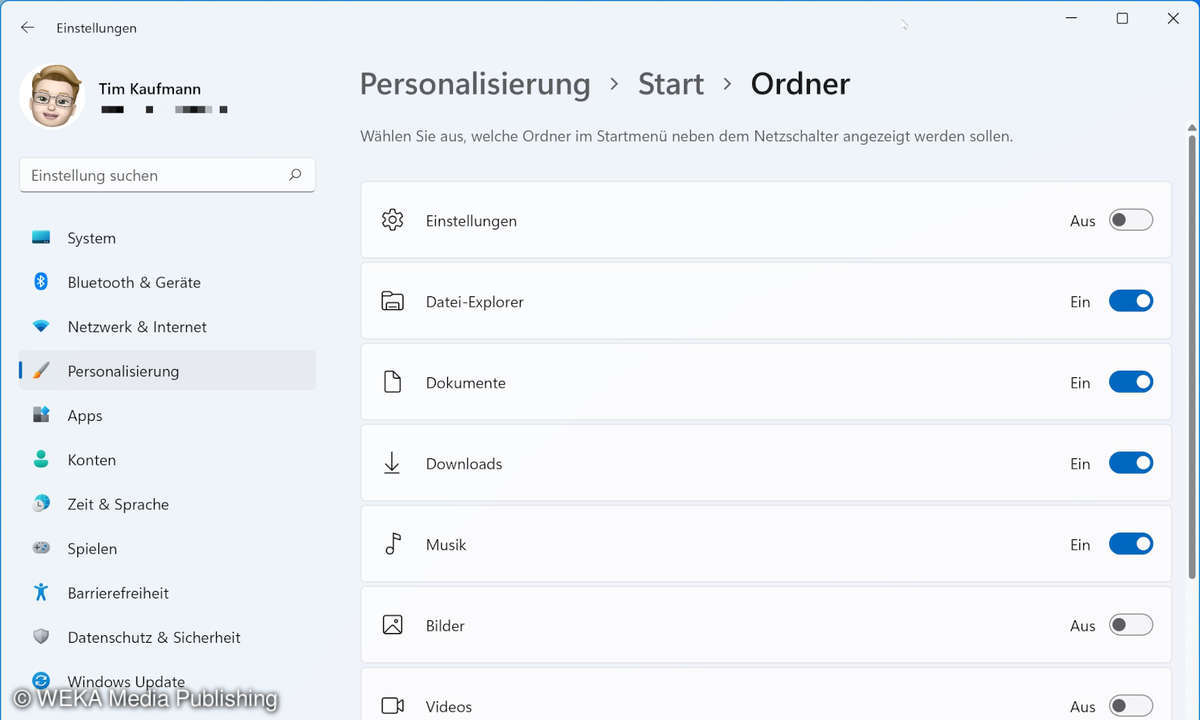 Screenshot der Windows 11 Einstellungen