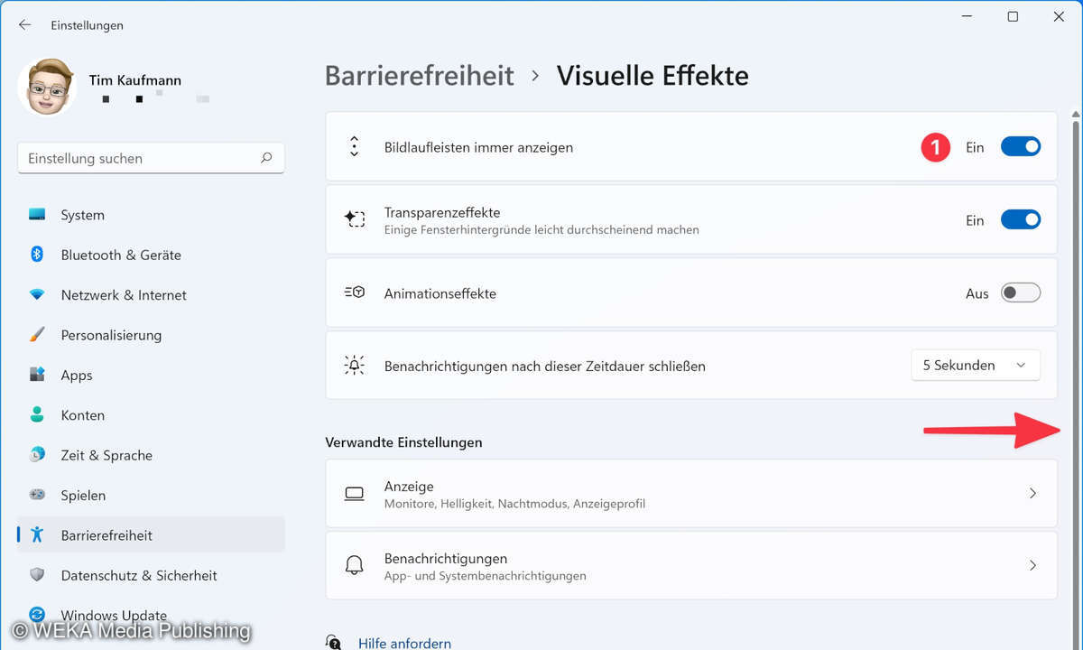 Screenshot der Windows 11 Einstellungen
