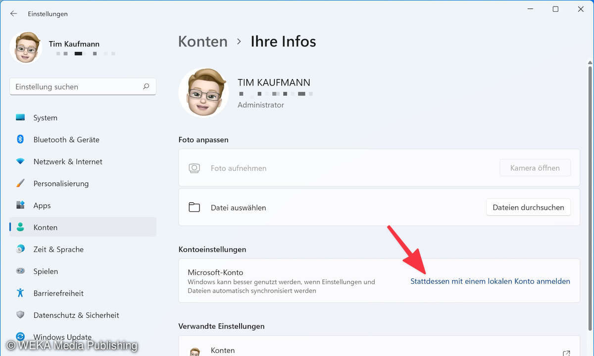 Screenshot der Windows 11 Einstellungen
