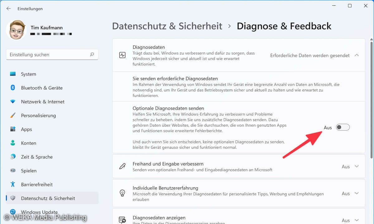 Screenshot der Windows 11 Einstellungen
