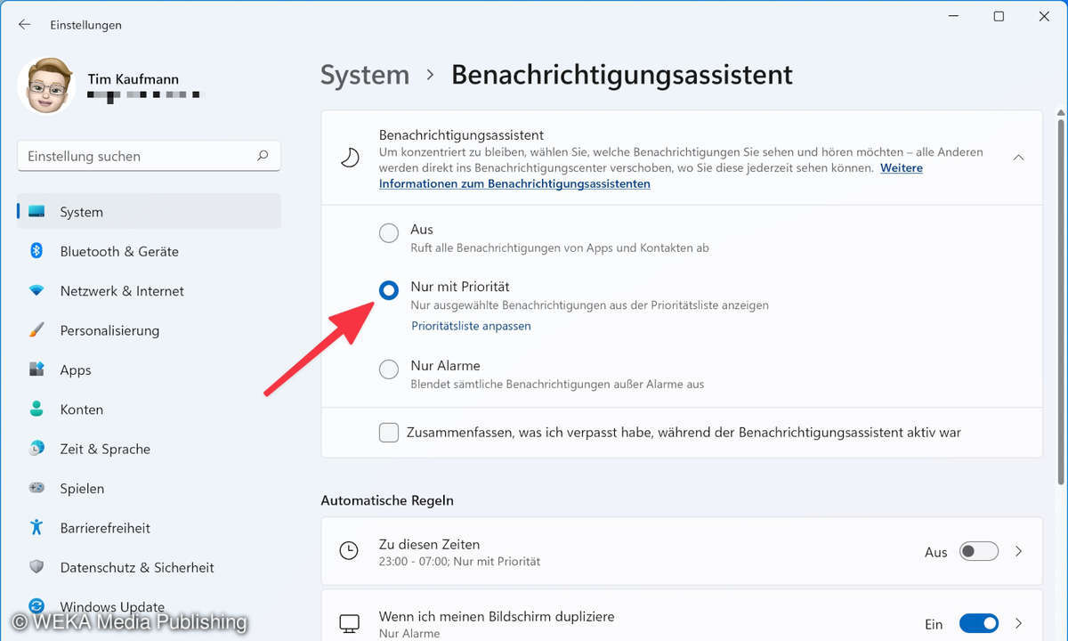 Screenshot der Windows 11 Einstellungen