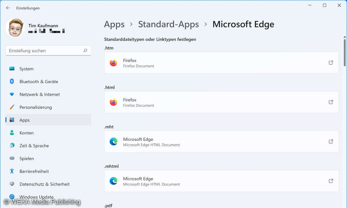 Screenshot der Windows 11 Einstellungen