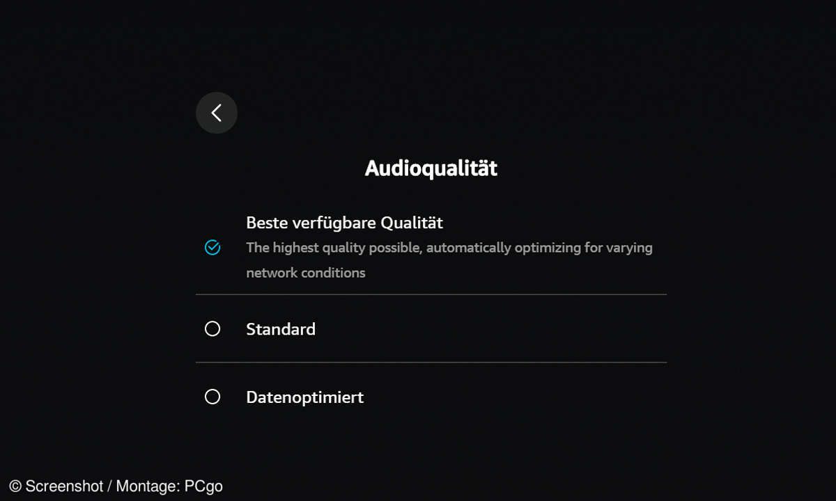 Praxis-Tipps: Musikstreaming leicht gemacht - Screenshot Amazon Music Audio-Qualitaet Tipp2