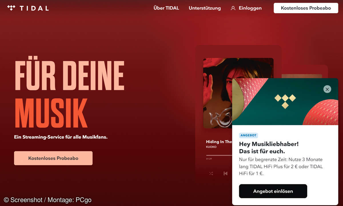 Praxis-Tipps: Musikstreaming leicht gemacht - Screenshot Tidal Probeabo Tipp-1