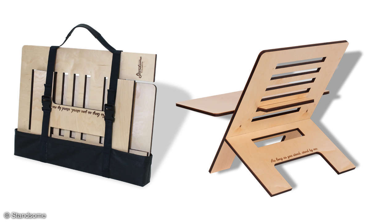 Stehtisch Aufsatz: Standsome Slim Crafted im Check - Rückseite und Tasche