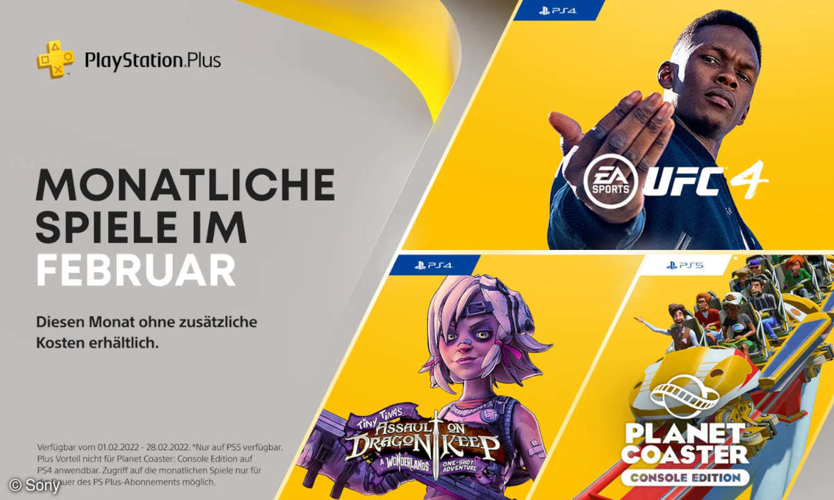 PS Plus: Monatliche Spiele im Februar: UFC 4, Tiny Tinas Sturm auf die Drachenfestung und Planet Coaster
