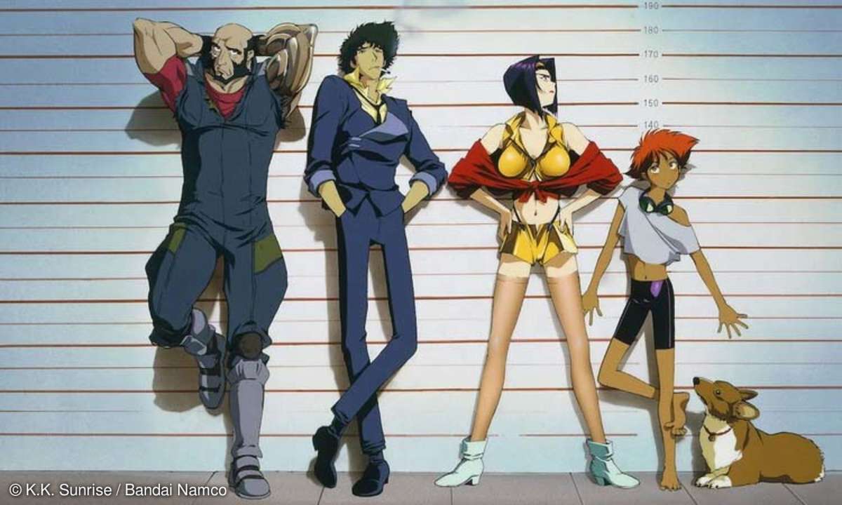 Jet Black, Spike Spiegel, Faye Valentine, Ed und Ein.