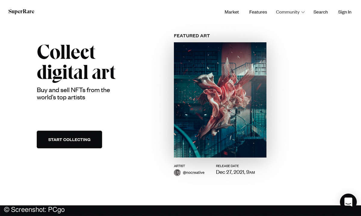 Non-Fungible Token: SuperRare Screenshot