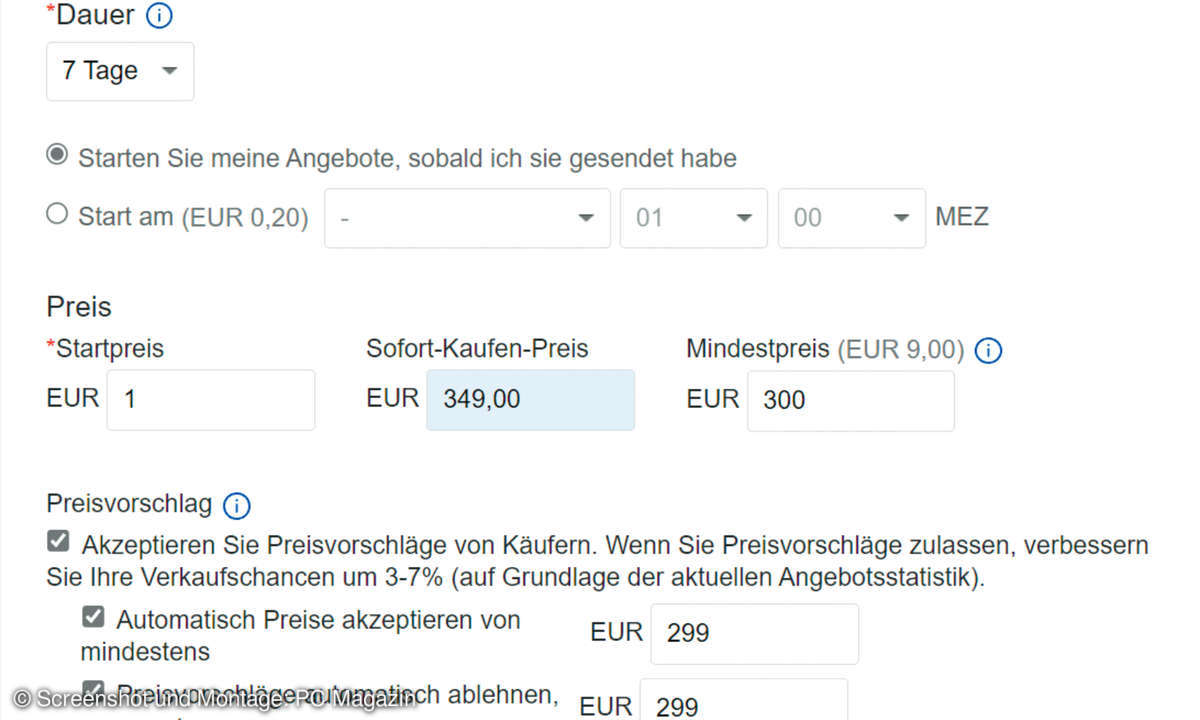Preis auswählen Ebay