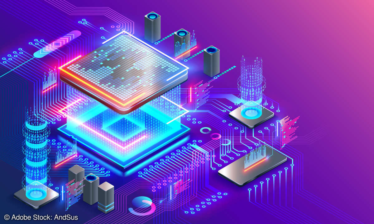 Konzeptzeichnung einer CPU auf einer Platine